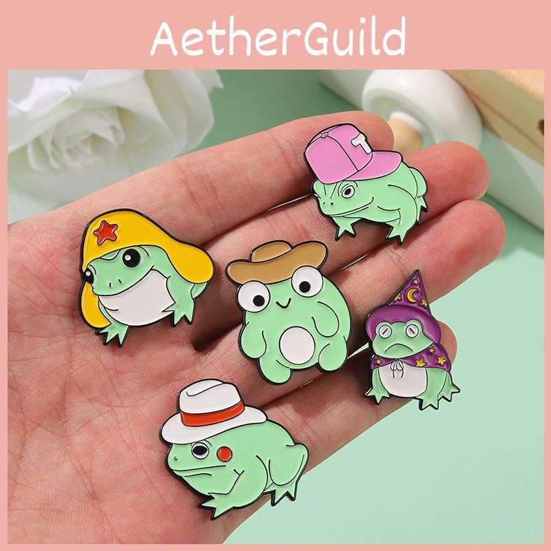 Eye-catching Alloy Frog Brooch Pin For Unisex Fashion With Distinctive Five-pointed Hat Style