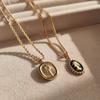 1Pc Fashion Titanium Steel Letter Irregular Round Brand Sweater Chain Simple Temperament Pendant Clavicle Necklace Autumn and Winter Necklace