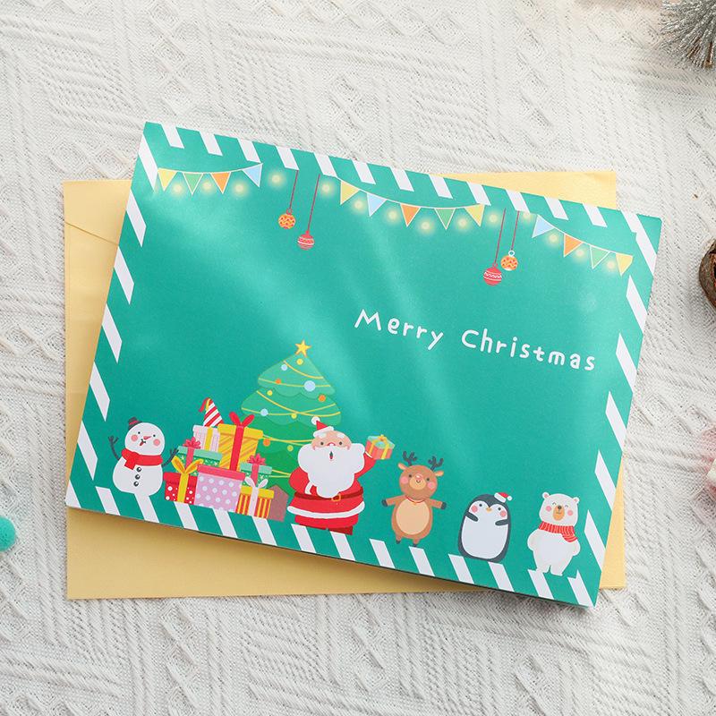 Christmas 3D Paper Carving Greeting Card with Message Envelope