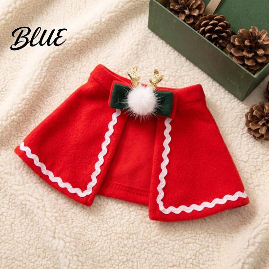 Pet Holiday Apparel Christmas Cape with Bow, Red Cloak for Small Medium Dogs & Cats, Outfit White Wavy Trim, Festive Costume Pets Cat Party Clothes
