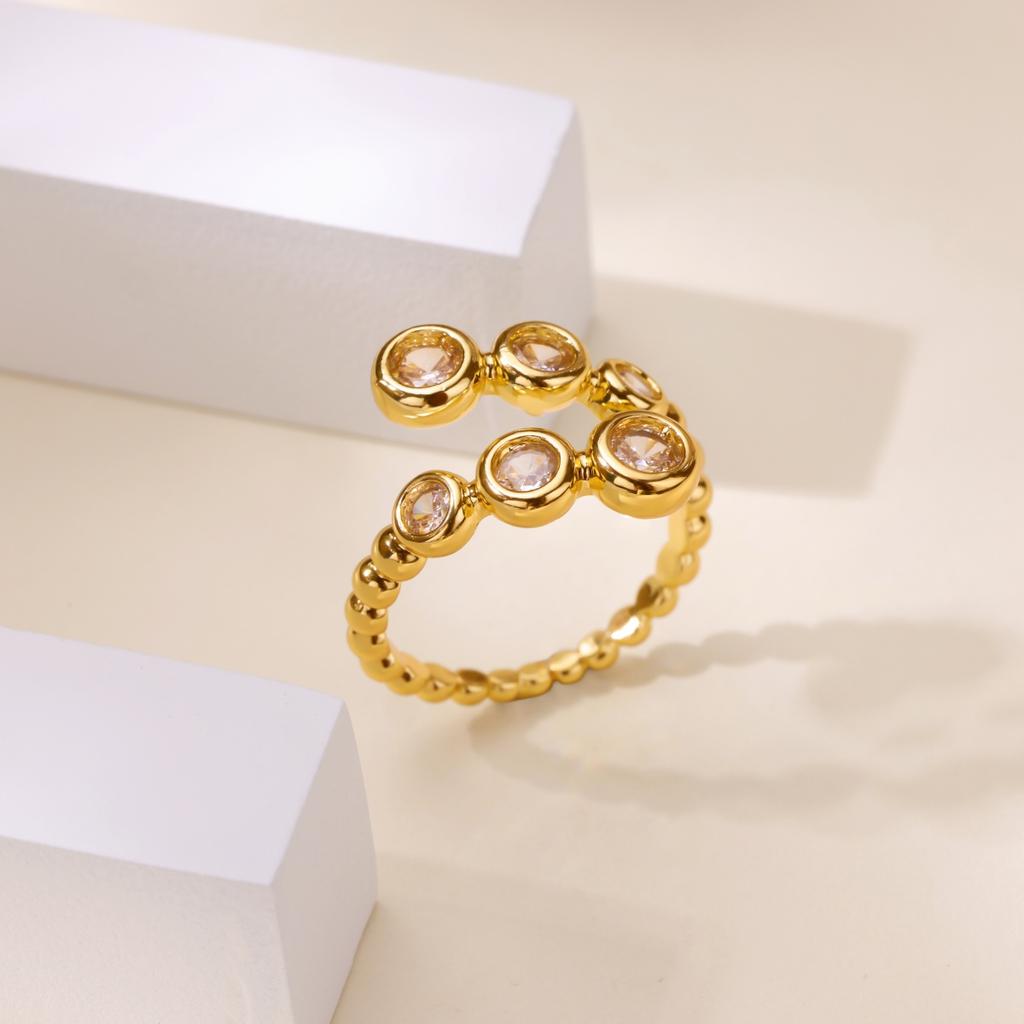 Zircon Meteor Star Rings For Women Girls Gold Color Open Adjustable Stainless Steel Ring Wedding Couple Christmas Jewelry Gift