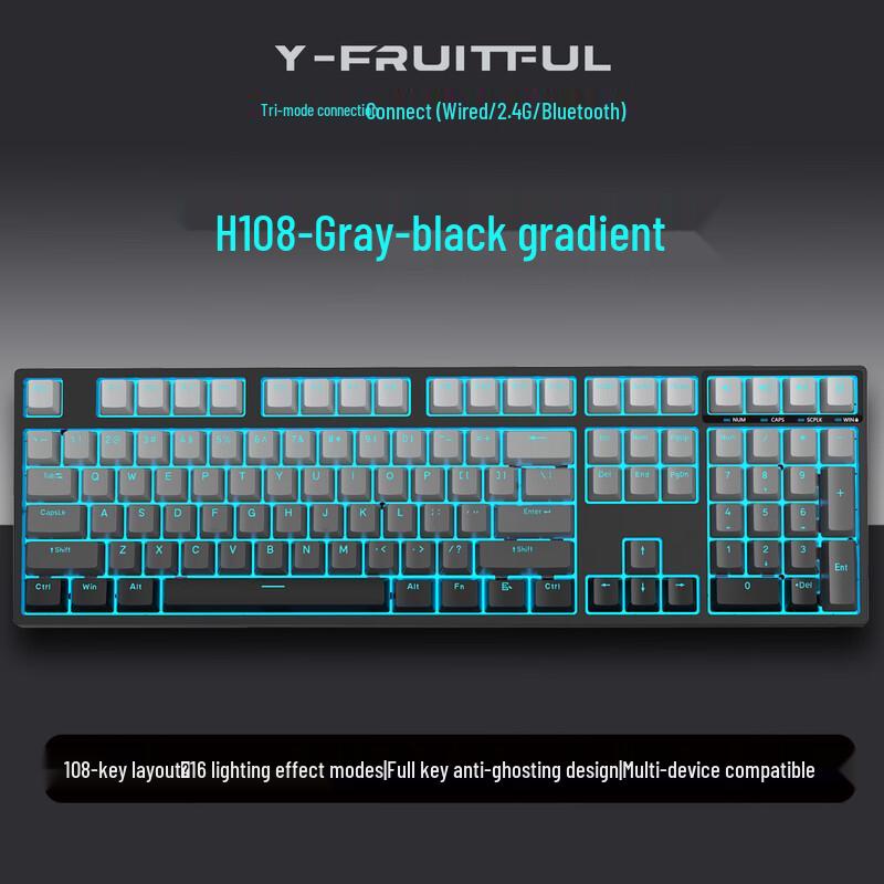 Y-FRUITFUL H108 Mechanische Tastatur mit drei Modi und Hot-Swap-Fähigkeit