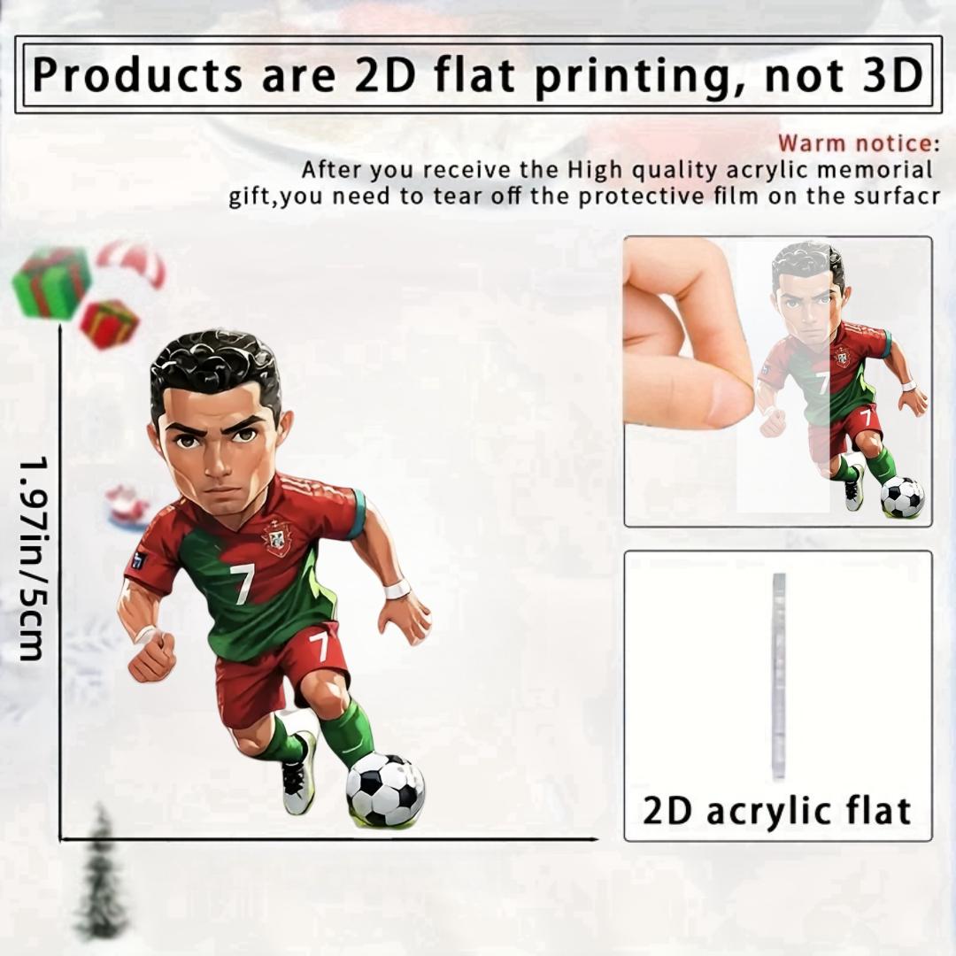 C Ronaldo Soccer Player Pendant Keychain,Football Star 2D Flat Acrylic Ornament Charms,Hanging Decora for Car,Bags,Festive,Gift