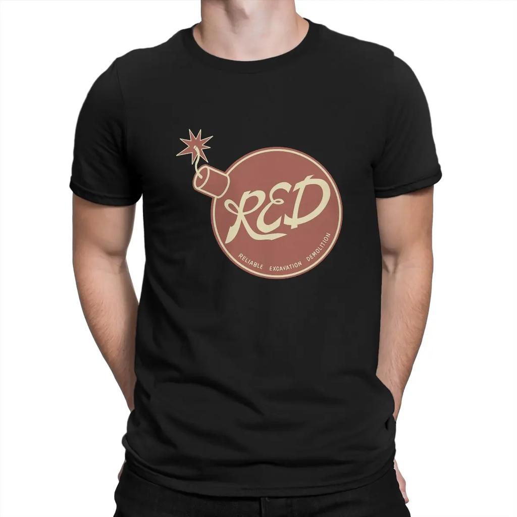 Red Bomb T Shirt Men's  Pure Cotton Funny T-Shirts Round Neck Team Fortress Game Tees Short Sleeve Tops Printed