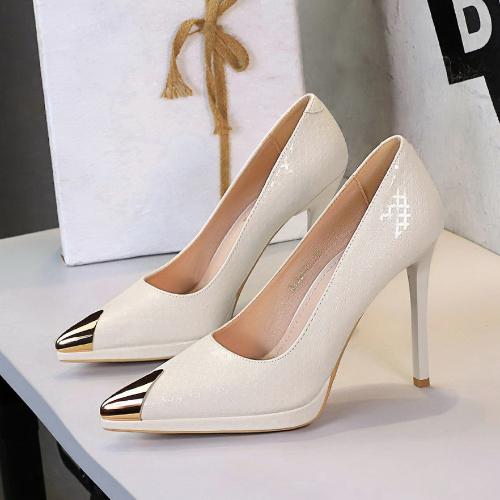 Women Ultra High Heel Shoes Embossed Patent Leather Evening Metal Pointed Toe Comfort Thin Heels Custom Party Shoes126