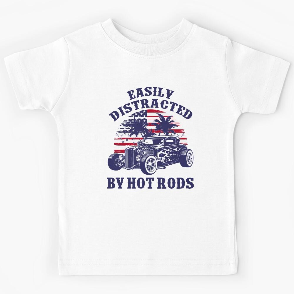 USA 250 American Flag Hot Rod - Easily Distracted By Hot Rods Kids T-Shirt 170