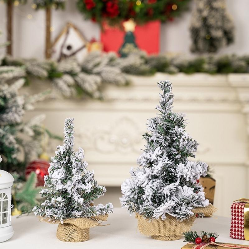 Realistic Snow Covered Christmas Tree Decoration Delicate Burlap Base Snowy Christmas Tree for Home & Office Festival