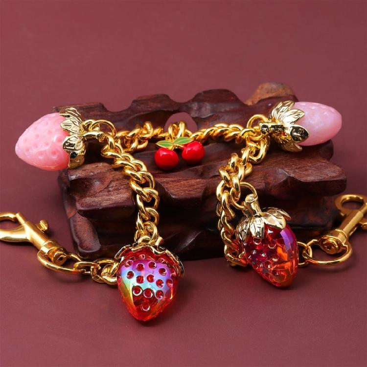 Cherry Strawberry Key Chain Pendant For Everyday Use Premium Crafted Resin Jewelry Decoration Compact Travel Essential