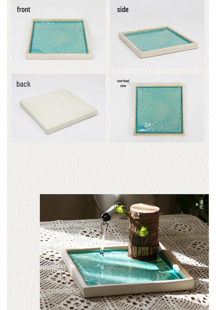 Brazilian Rosewood Square Ceramic Shallow Dish for Indoor Decor