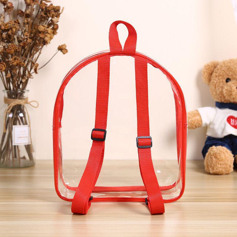 

Легкий прозрачный рюкзак Милый рюкзак на молнии с двойными плечевыми лямками Желейная сумка для книг красный