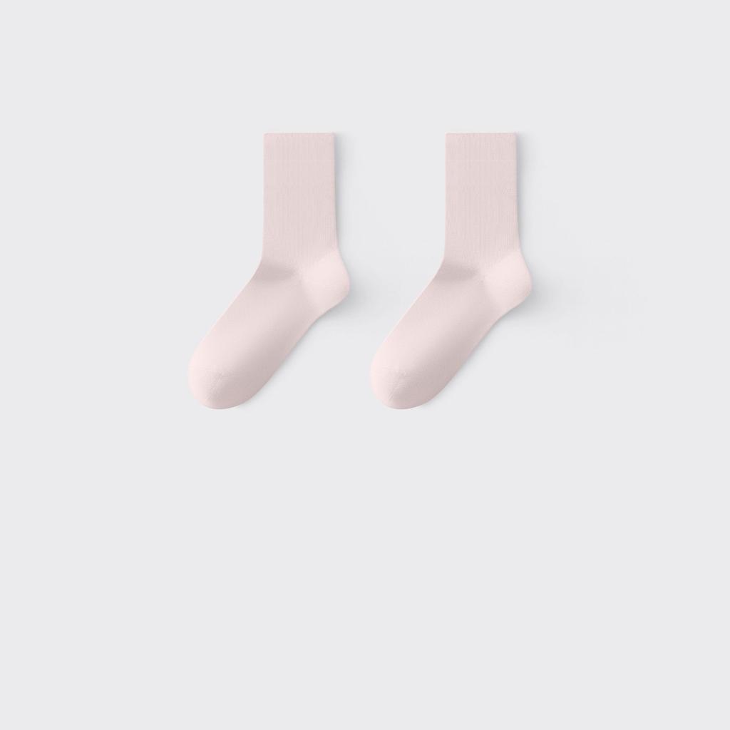 5/10 Pairs Women's Seamless Solid-Color Cotton Mid-Calf Socks