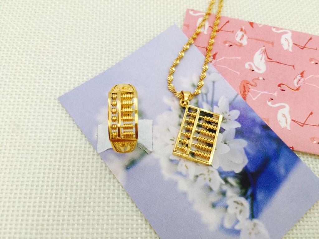 Ruyi Gold Plated Abacus Necklace Pendant - Copper Jewelry Gift