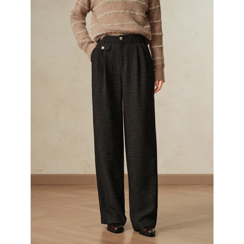 Jiusi Annakou Women's Tweed Wide-Leg Pants