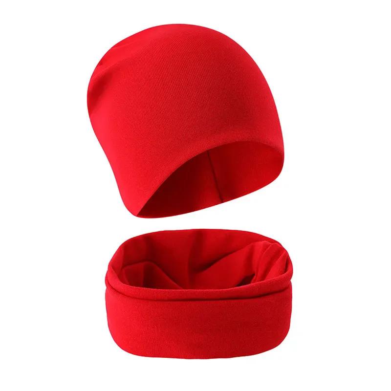 1-14Y Autumn Winter Solid Color Soft Warm Outdoor Activities Cap Scarf for Girls and Boys Infant Hats Set Children Beanies Cap