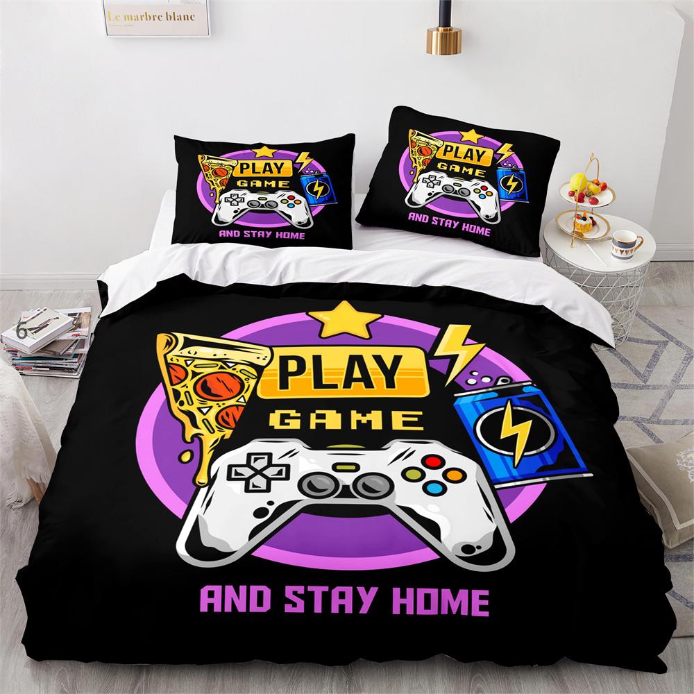 

Gamepad Duvet Cover Set Single Double Size For Boys Girls Bedding Set Flower Pattern Polyester Comforter Cover With Pillowcase EU single(135x200cm)