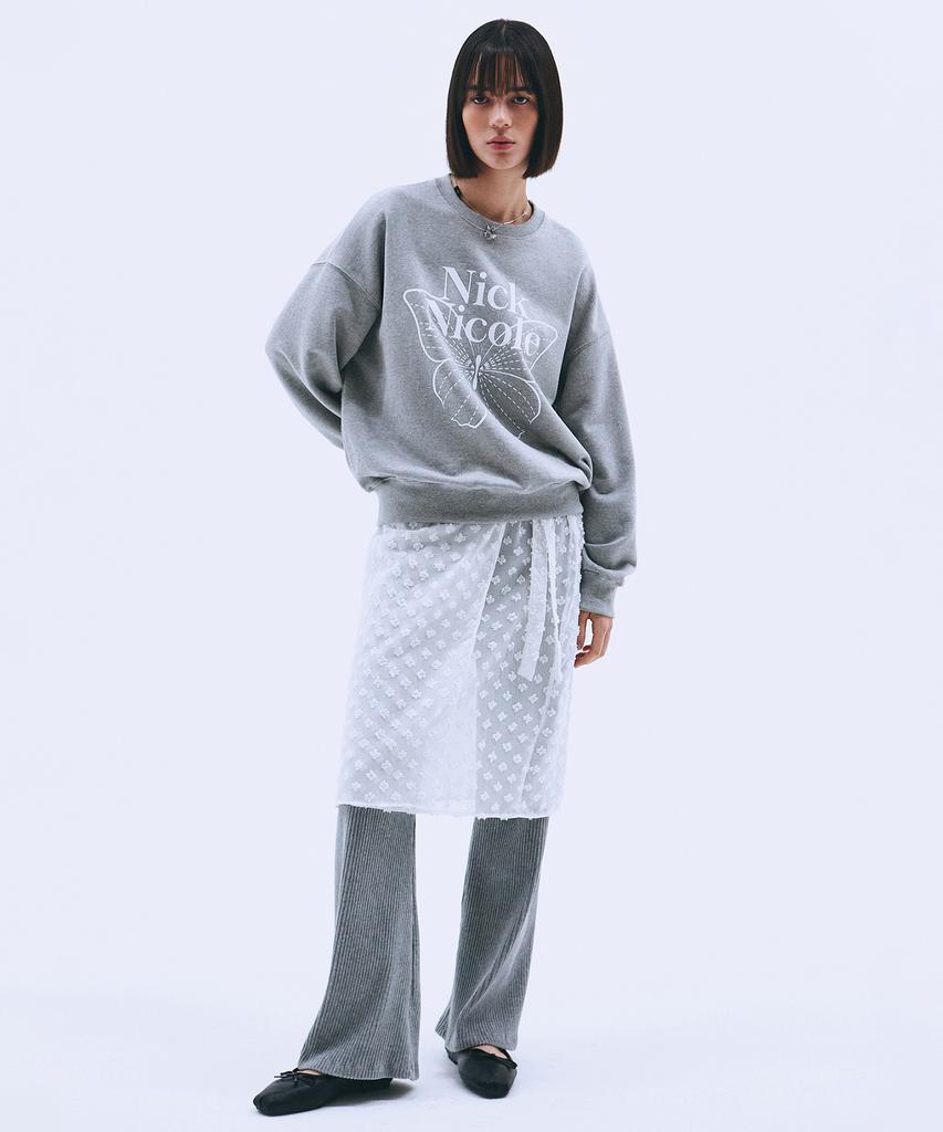 Nigaennikol Butterfly Signature Sweatshirt_Gray White