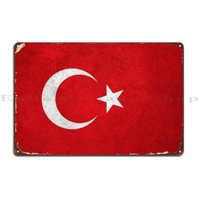 Flag Of Turkey On Wall Metal Sign Cinema Kitchen Iron Wall Cave Party Tin Sign Poster