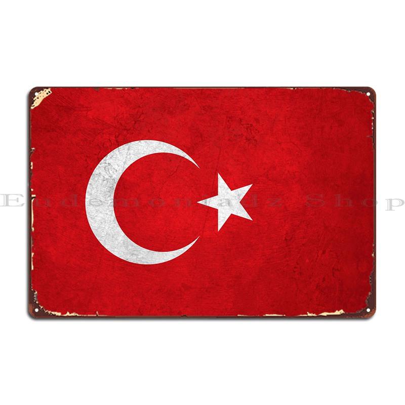Флаг Турции На Стене Металлическая Табличка Кино Кухня Железная Стена Пещера Вечеринка Жестяная Табличка Постер 20x30cm（7.8x11.8inch）