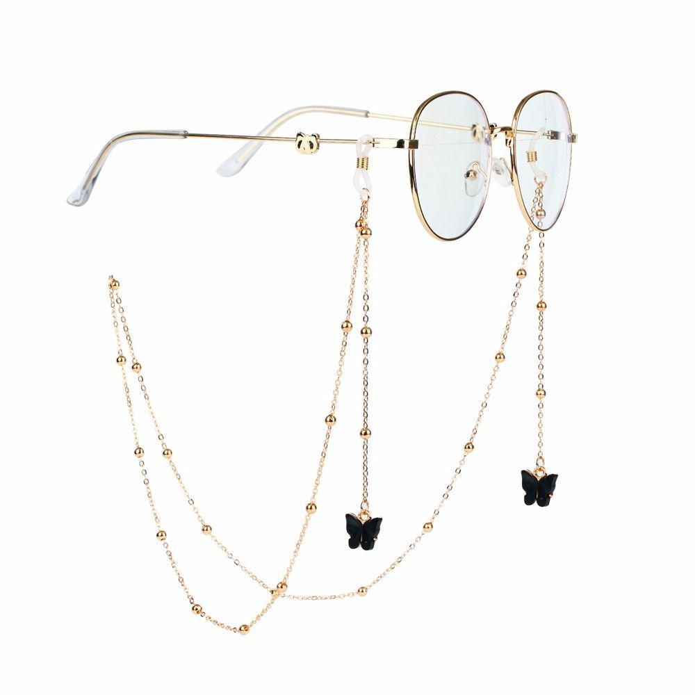 Non-slip Bead Eyewear Anti-lost Butterfly Metal Glasses Chains Neck Strap Mask Hanging Rope