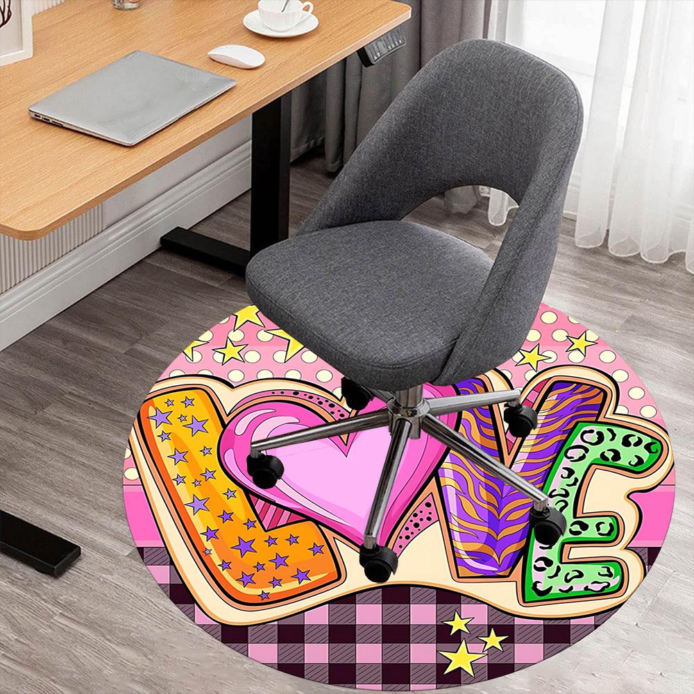 1pc love pattern Round Chair mat Area Rug - Non-Slip, Floor Mat for Office, Bedroom, and Indoor Decor c1125065