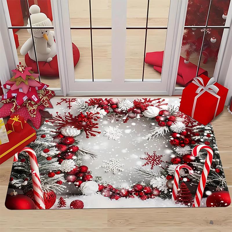 Merry Christmas Theme Rug Festival Carpet for Live Room Bedroom Rug Soft Doormat Large Area Rug Welcome Mat Home Decoration