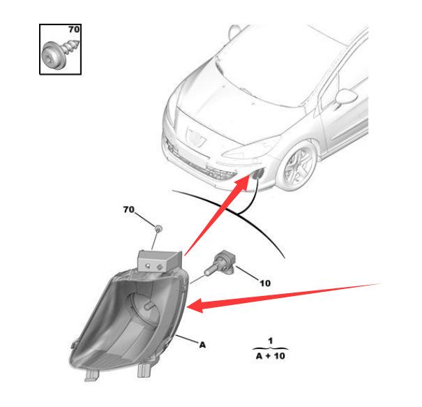 Peugeot 408/308SW Front Fog Anti-Fog Light 9670528380/9670528280