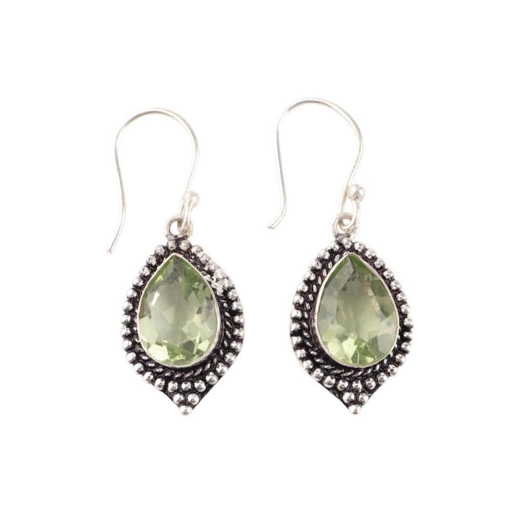 Green Amethyst Gemstone 925 Sterling Silver Jewelry Drop/Dangle Earrings For Her EE-164-14