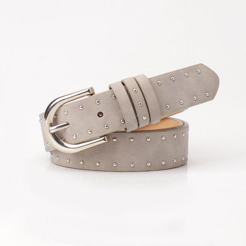 Women's Western Suede Belt with Pressed Beads, Trendy Pin Buckle Design
