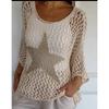 Women's Sweater Loose Hollow Knit Star Cardigan Round Neck Sun Shirt Summer Swimsuit Cover Up