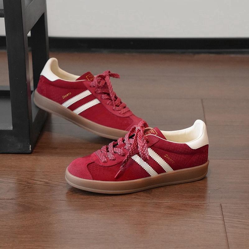 

Сун Юйци кожаные женские змеиные лимитированные красные плоские повседневные спортивные туфли универсальные кеды 40