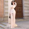2024 Women's Black Mesh Long Sleeve Twist Two-Piece Casual Suit