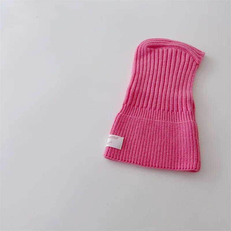Gestrickte Baby Mütze Kapuzenschal Warm Einfarbig Einteiliger Schal Winter Kinder Kleinkind Jungen Mädchen Mützen