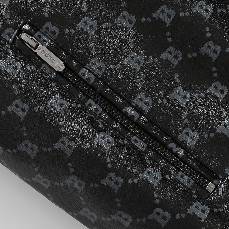 Spring and Autumn New Men's Stand Collar Baseball Jacket PU Leather Men's Motorcycle Jacket