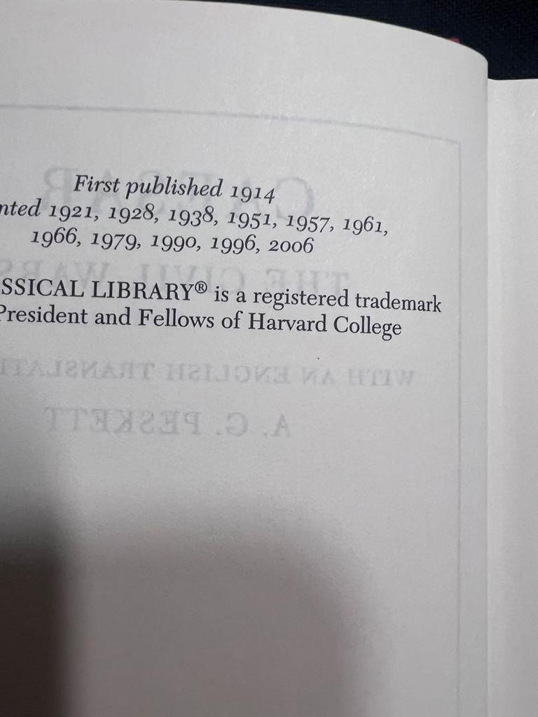 [USED] Caesar's "The Civil War" Latin original-English translation, Loeb Press