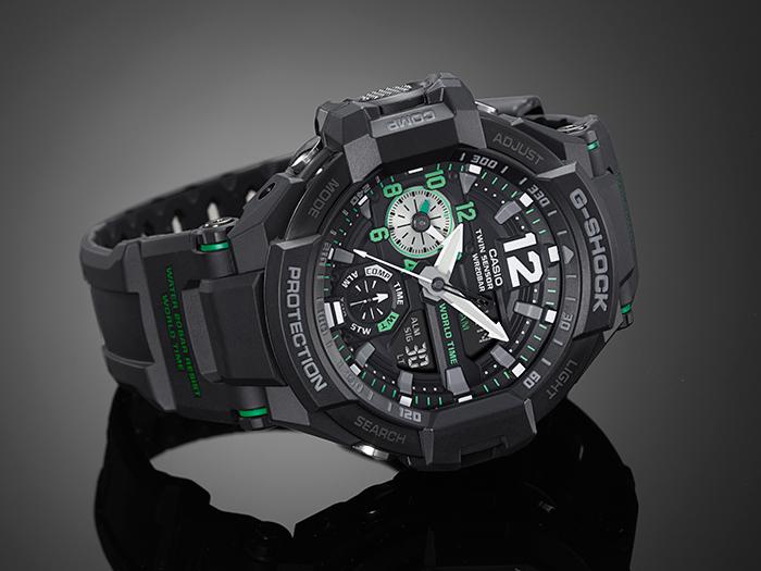 Casio Ceas Analog cu Cuarț Rezistent la Șocuri și Apă 200M din Oțel Inoxidabil pentru Bărbați GA-1100-1A3