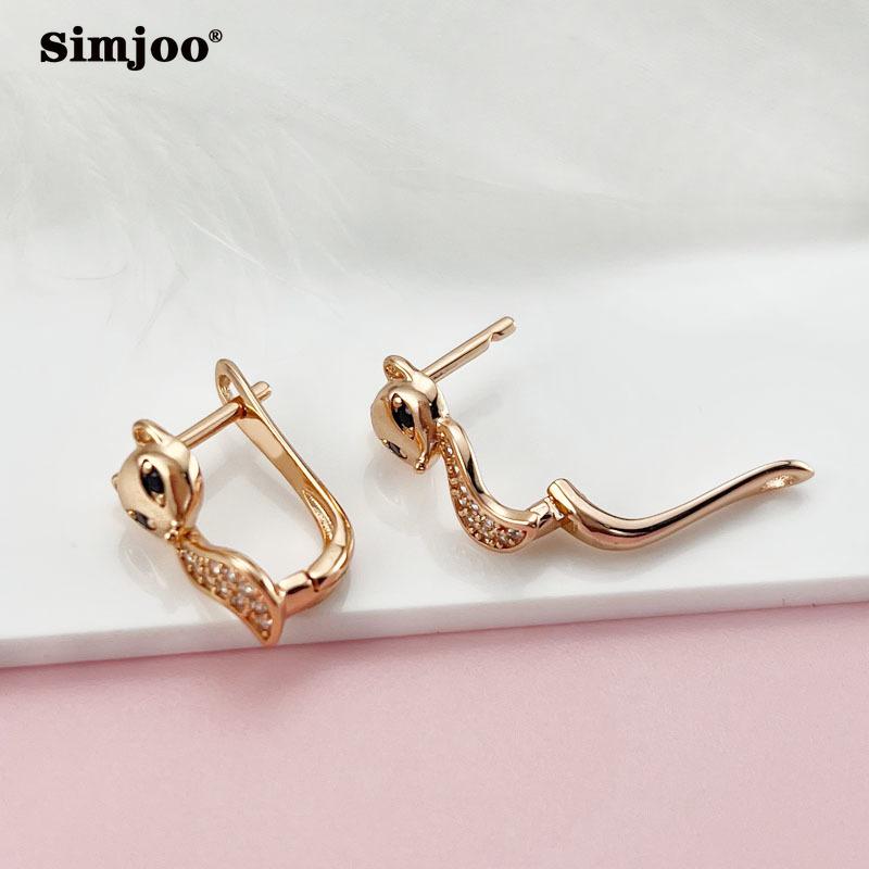 SIMJOO Fashion Cute Cat Fox Zircon Lady Ear Buckles