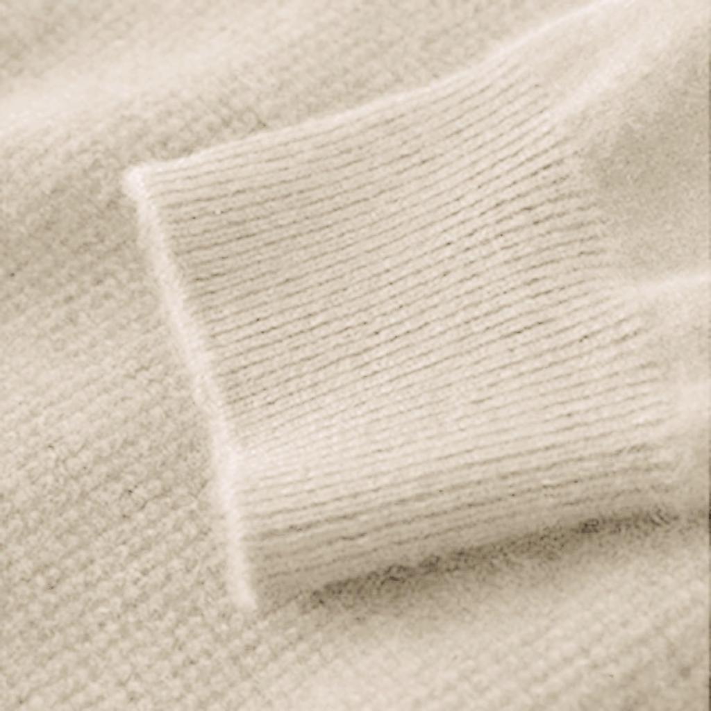 Women's Fashion V-Neck Button-Front Long-Sleeved Knit Top Solid Colour Loose-Fit Blouse