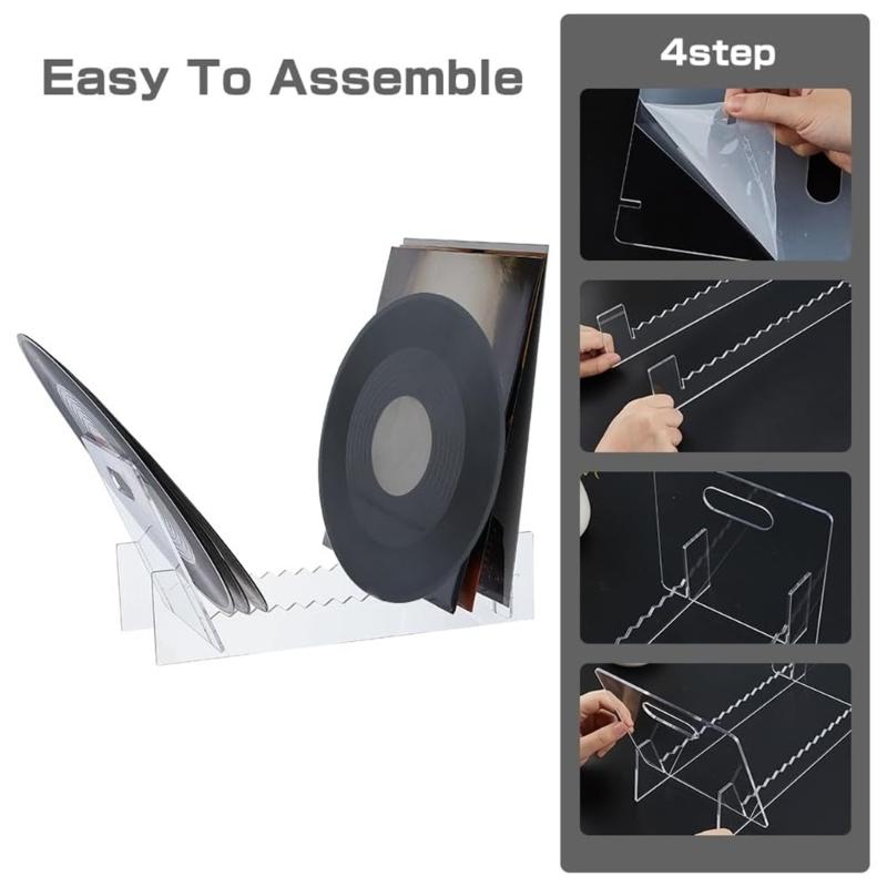 Elegant Album Display Shelf, Clear Acrylic Storage Stand Home Accessory with Solid Acrylic Base Desktop Record Organizes