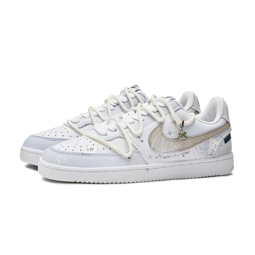 Nike Court Vision Slip Resistant Abrasion Resistant Low top Skateboard Shoes Men's Blue White DH2987-101(Team623-)