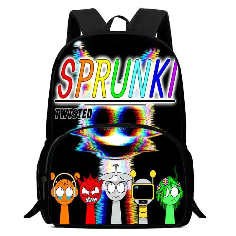 

Cartoon Sprunki Child Backpack with Front Pocket,Lunch Bags,Pencil Bags for Aged 5-10,School Bags for Boys Girls