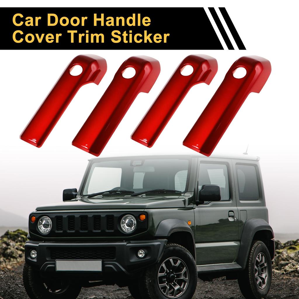 FUELHOOD Door Bowl Handle Trim Set for Suzuki Jimny JB64 Red ABS and (4pcs) - - Wear-resistant, Durable, Scratch-resistant
