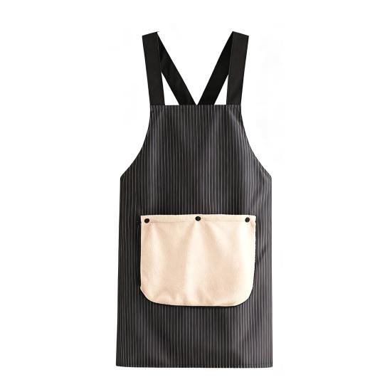 Waterproof Kitchen Apron with Pocket Removable Towel Multi-Functional Adjustable Oil-proof Men Women Chef Cooking Baking Striped Bib Apron