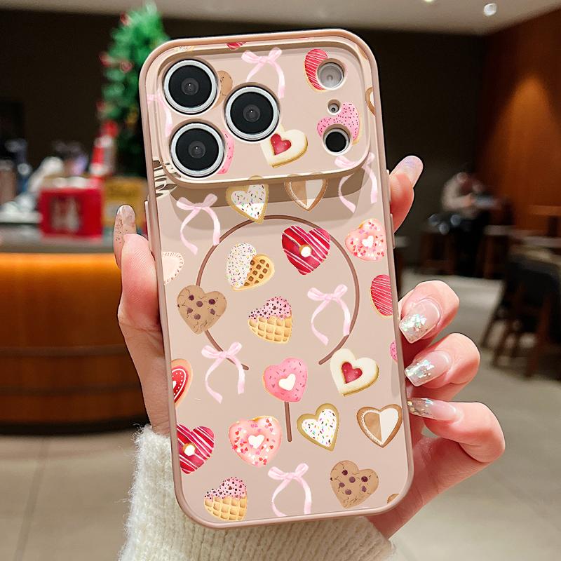 Cute Candy Love Heart Case For iPhone 17 18 Pro Max Magnetic For Magsafe Skin Feel Hybrid Phone Cover For iPhone 16 15 14 13 Pro Max