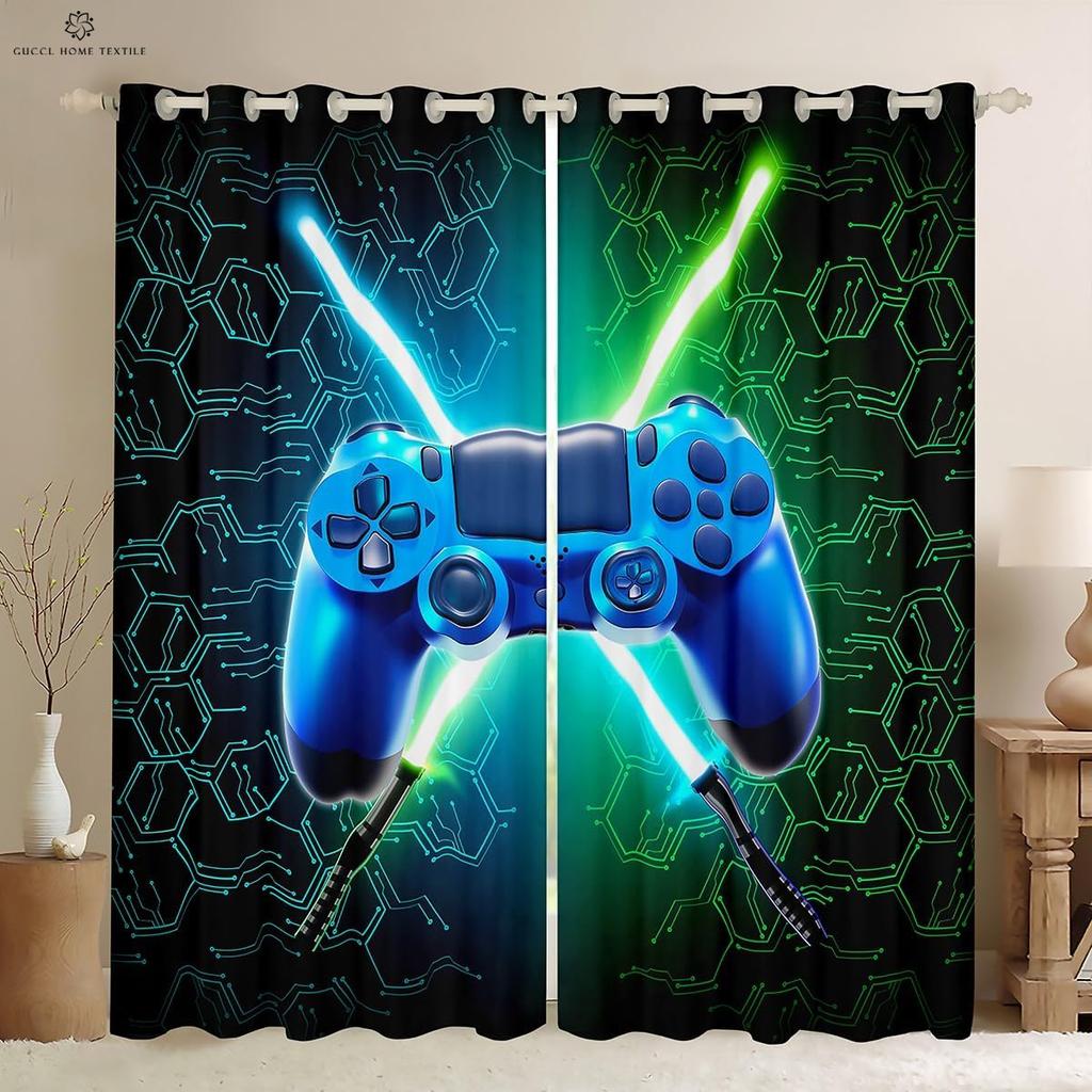 E-Sports Room Game Window Curtains Colorful Creative Printing Living Room Bedroom E-Sports Decoration Custom Curtains 2PCS