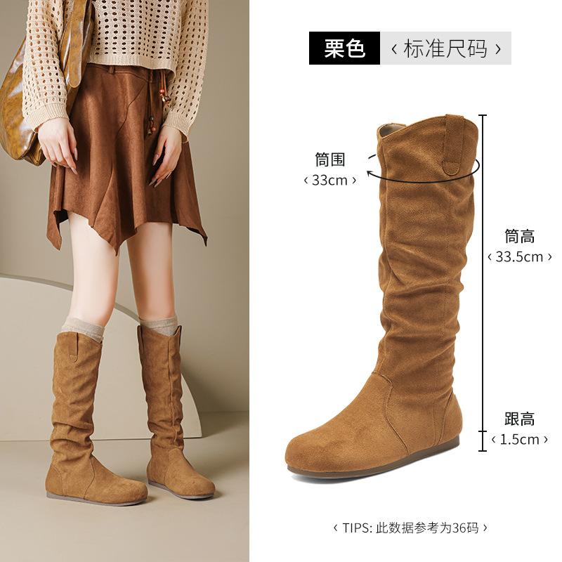 Short Boots Women's New Winter Velvet Retro Stacked Martin Boots Maillard Western Cowboy Boots