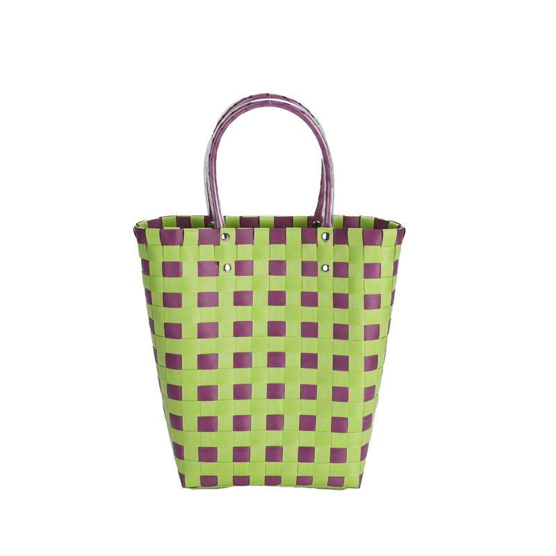 Fashion Beach Woven Colored Stripes Contrast Colors Women's Shopping Bag Spring New Underarm Tote