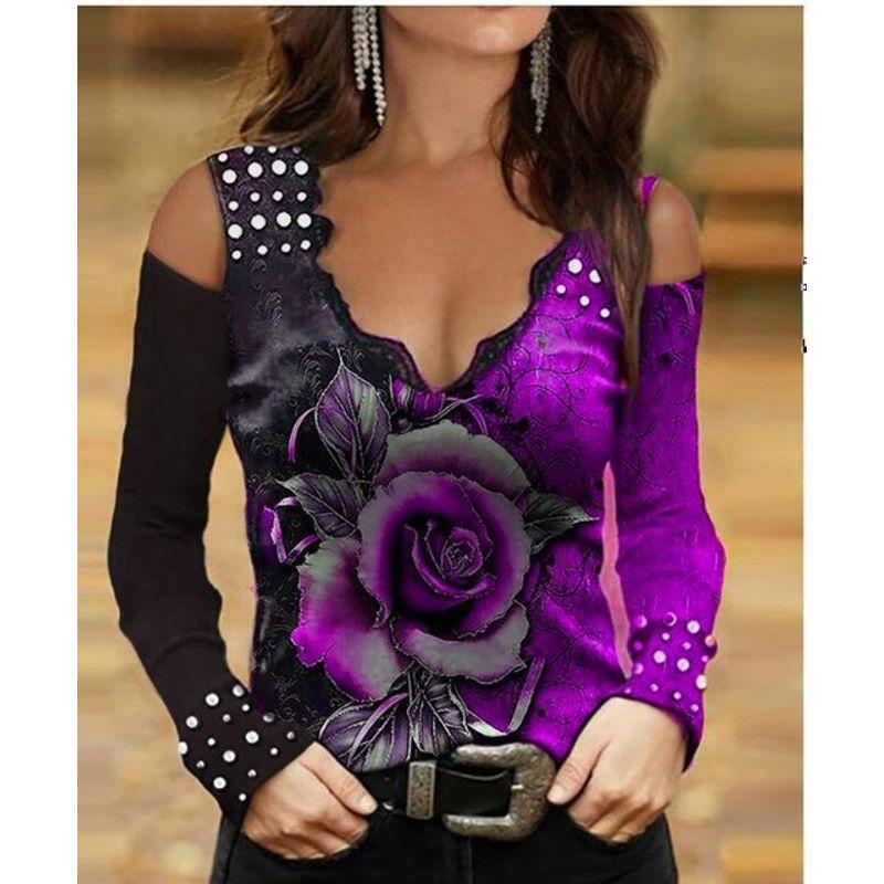 

MEN S Long-Sleeved T-Shirt Fashion Casual Loose Clothing Purple XXL