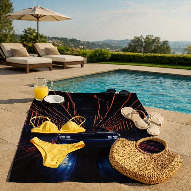 1pc Car Pattern Beach Towel | High Absorbent, Quick Dry, Soft Lightweight, Perfect for Travel, Gym and Spa,Microfiber Bath Towel