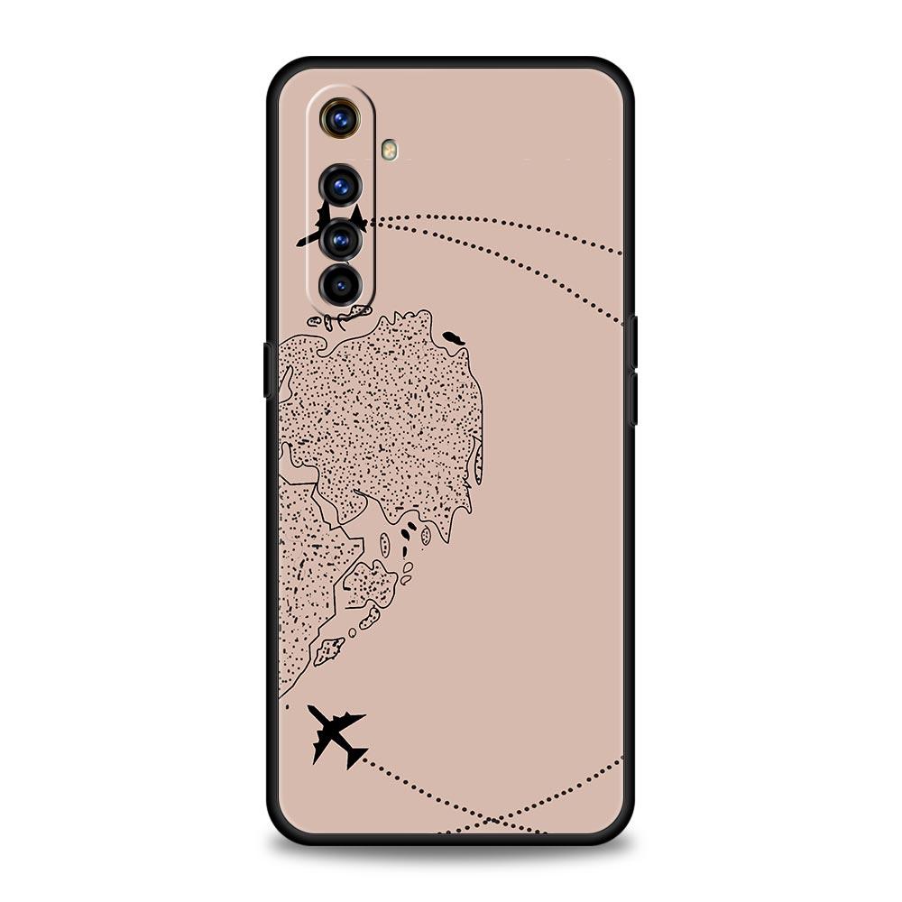 Módní letadla mapa světa cestovní kryt pro Realme GT Neo 2 3T telefon pouzdro pro Realme 11 10 9 8 5G 7 6 GT2 Pro Plus C21 C11 C25 C35 kryt