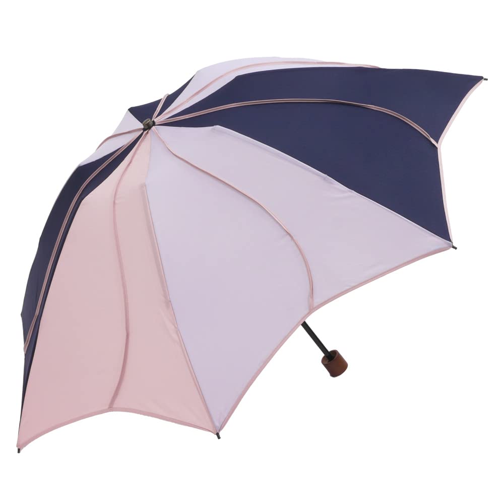 

Folding rain umbrella for easy lightweight [Chinoiserie Modern] women, piping, open, 3-tier, (navy multi)